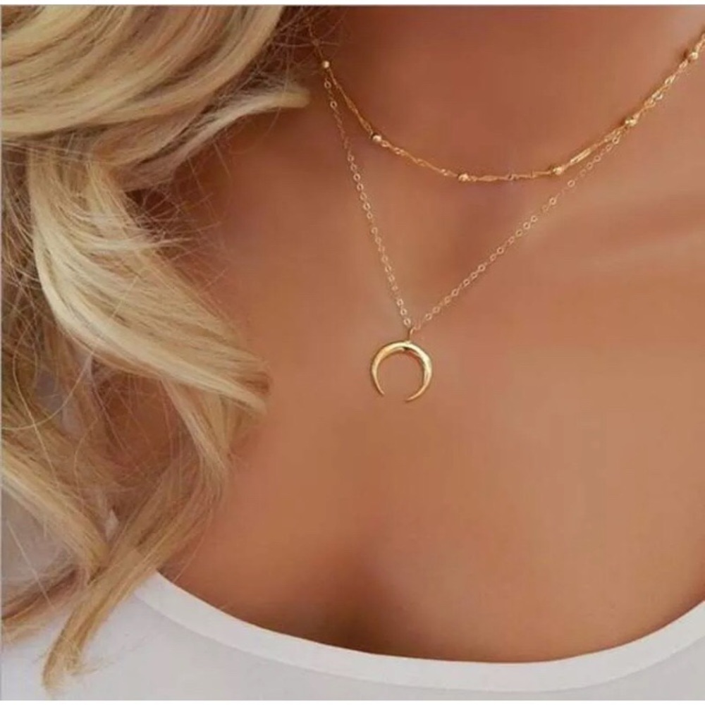 ‼️3/$30 Boho Multilayer Moon Gold Choker Necklace